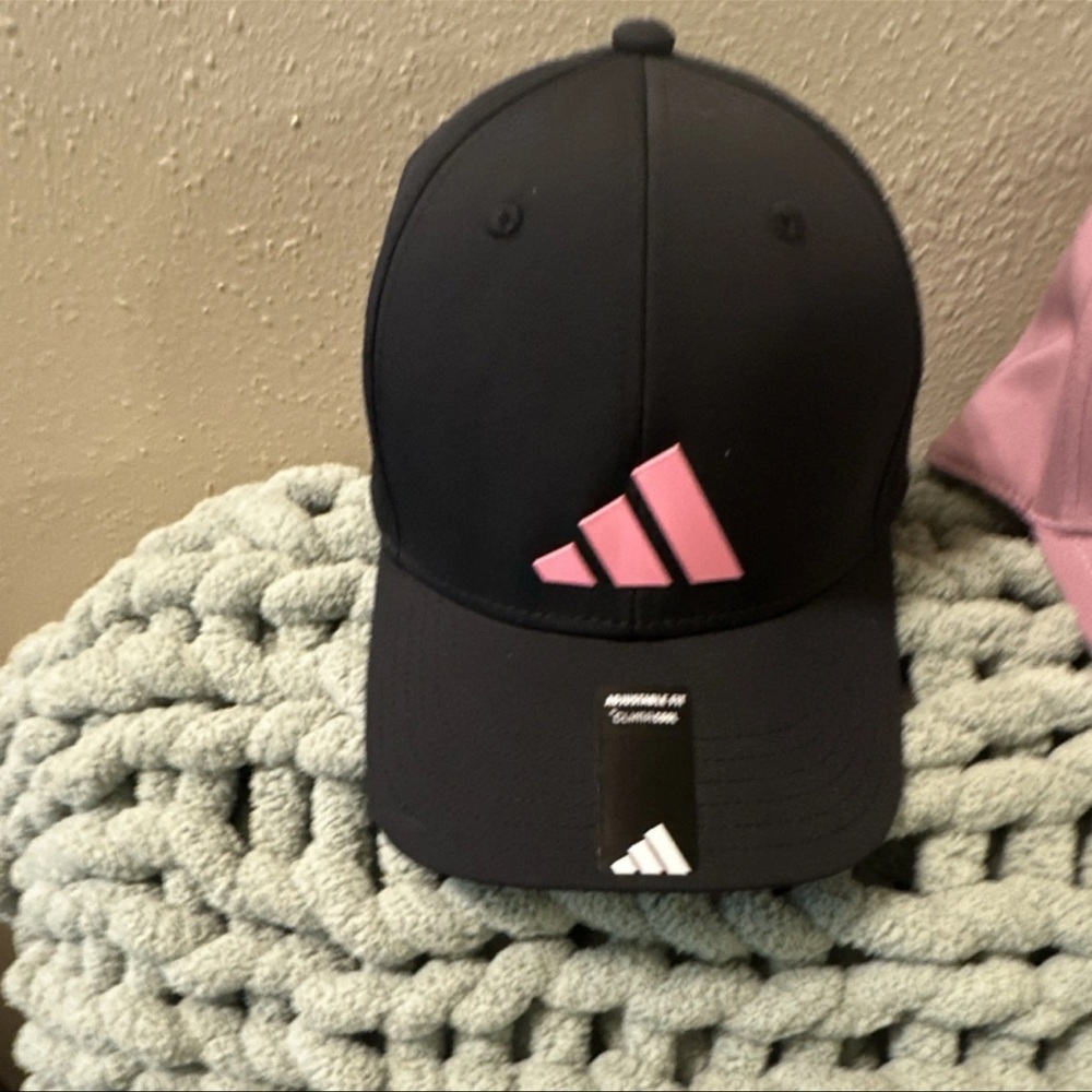 adidas Black Baseball Cap with Pink Logo Accent